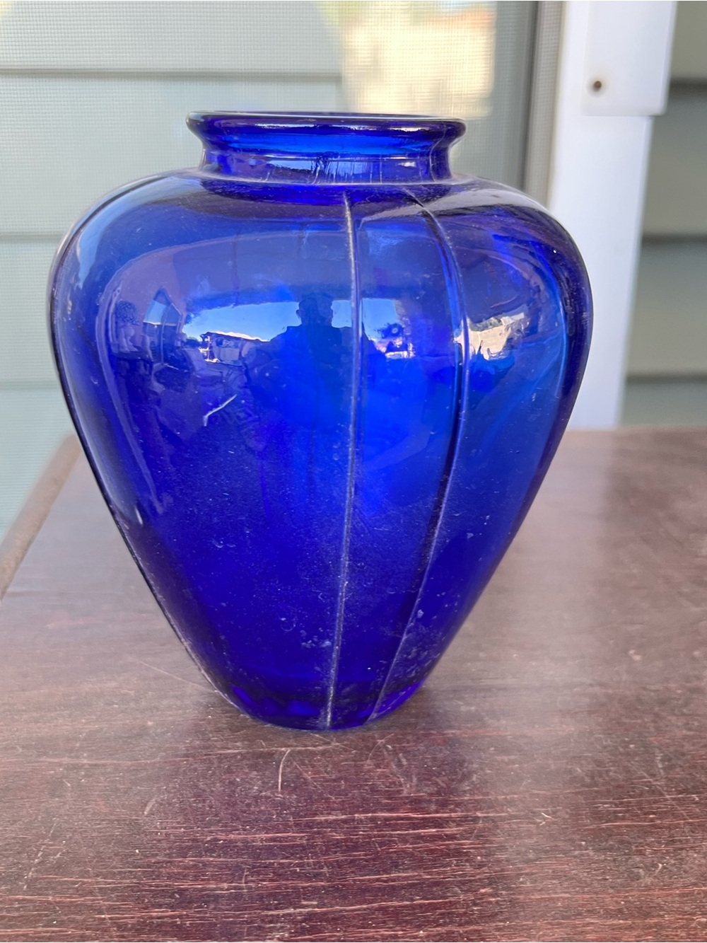 Source Unknown Cobalt Blue Rounded Glass Vase